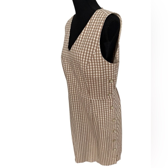 J. Mclaughlin NEW Tan Paulson Gingham Sleeveless Dress Plaid size 14 - Picture 3 of 16